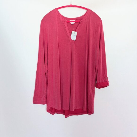 J. Jill Modal Shirt Roll Tab Sleeves Size XL Fuchsia NEW - Picture 8 of 8